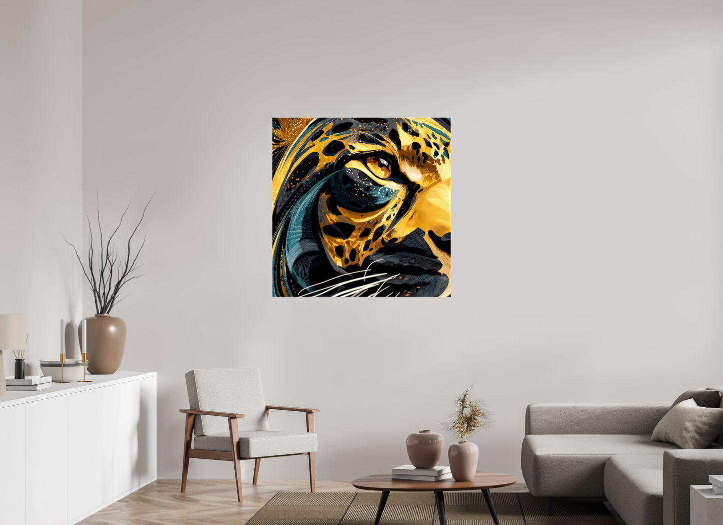 40 x 40″, Glossy Canvas Abstract Panther