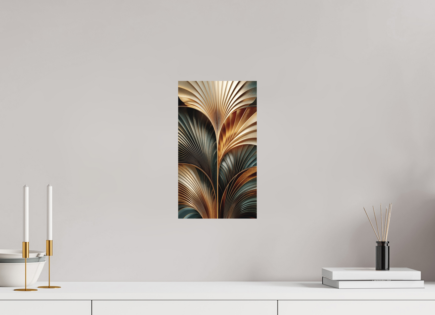 8 x 14″, Photo Print on Aluminum Backing Art Deco Leaves 3