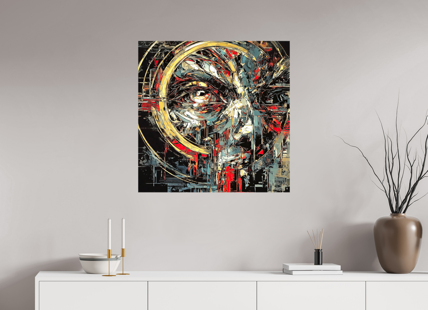 30 x 30″, Glossy Canvas Abstract Male Eye