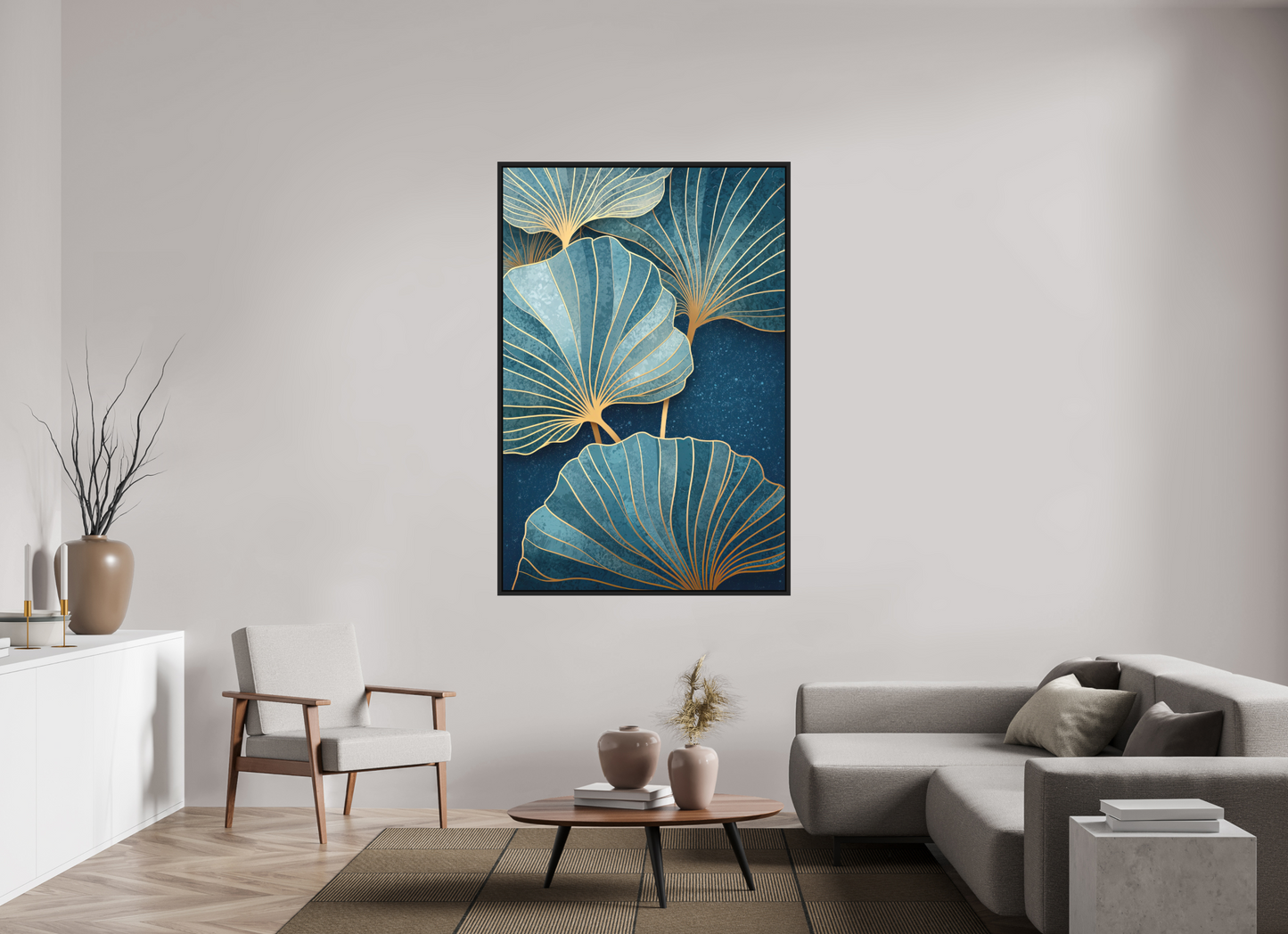 44 x 66″, Photo Print on Aluminum Backing with boarder Art Deco Flowers 2