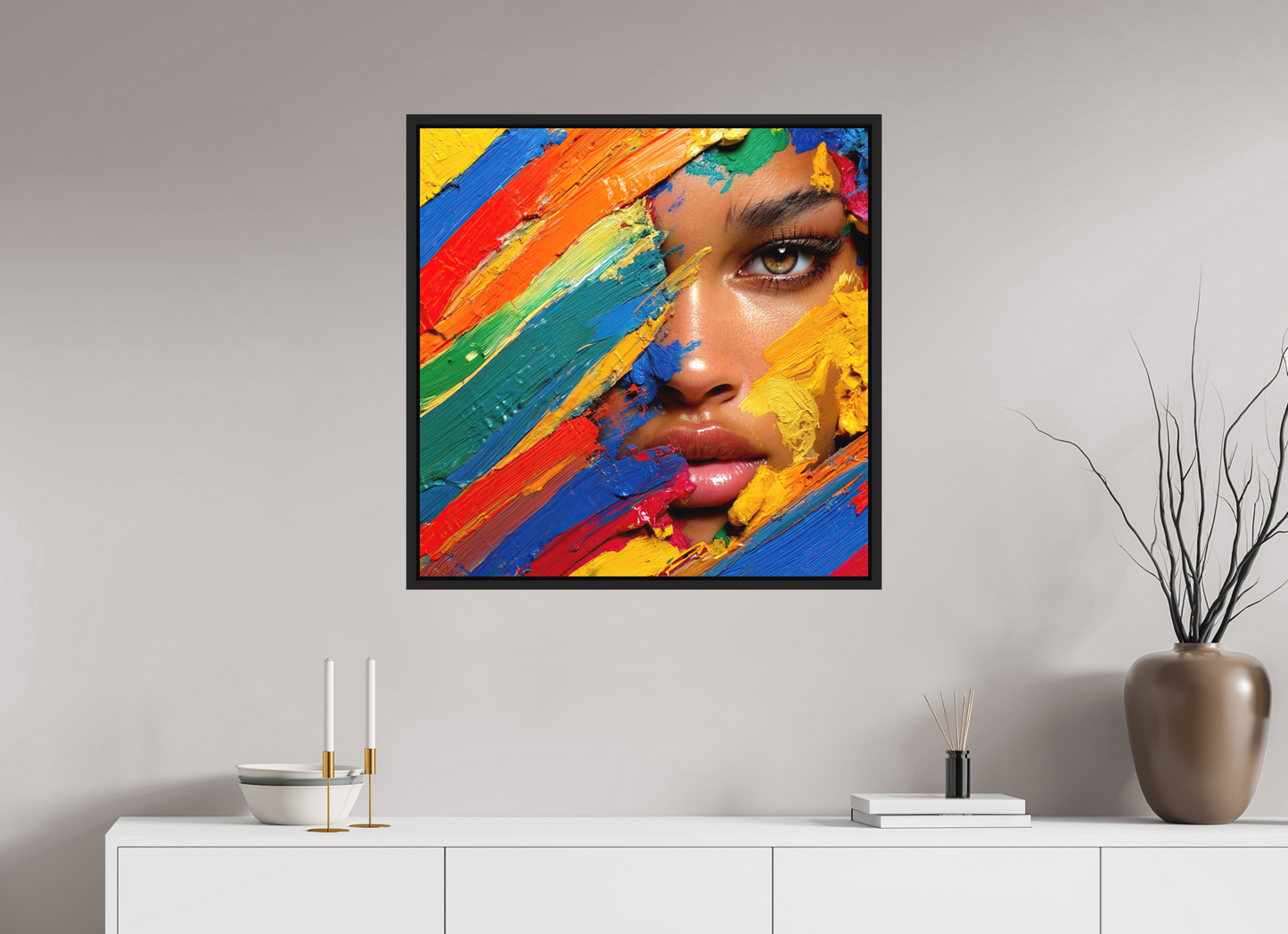 30 x 30″, Photo Print on Aluminum Backing with boarder Paintress