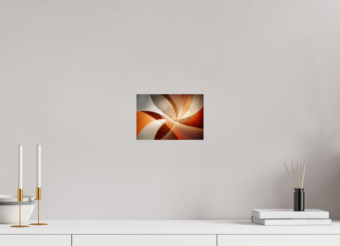 8.8 x 6″, Fine Art Print On Aluminum Dibond Orange & White Swirl