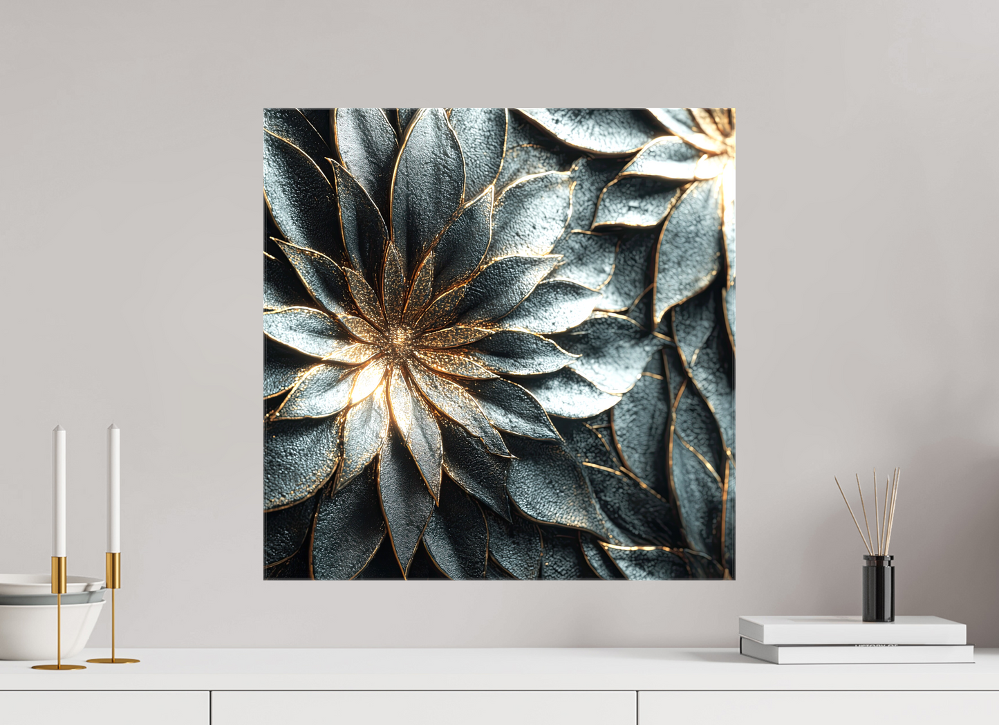 20 x 20″, Glossy Canvas Modern Flowers