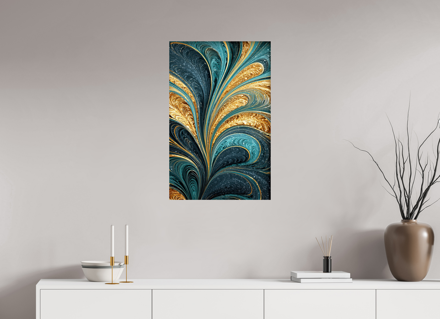 20 x 31.3″, Fine Art Print On Aluminum Dibond Art Deco Swirl