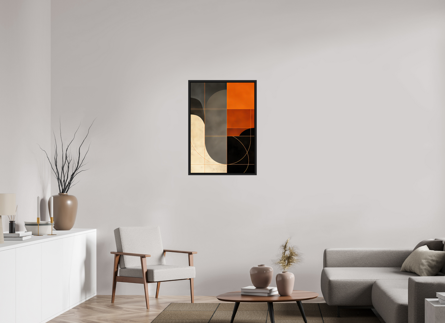 ISO A1 (59,4 x 84,1 cm), Fine Art Print on Aluminum Dibond with Boarder Abstract Squares