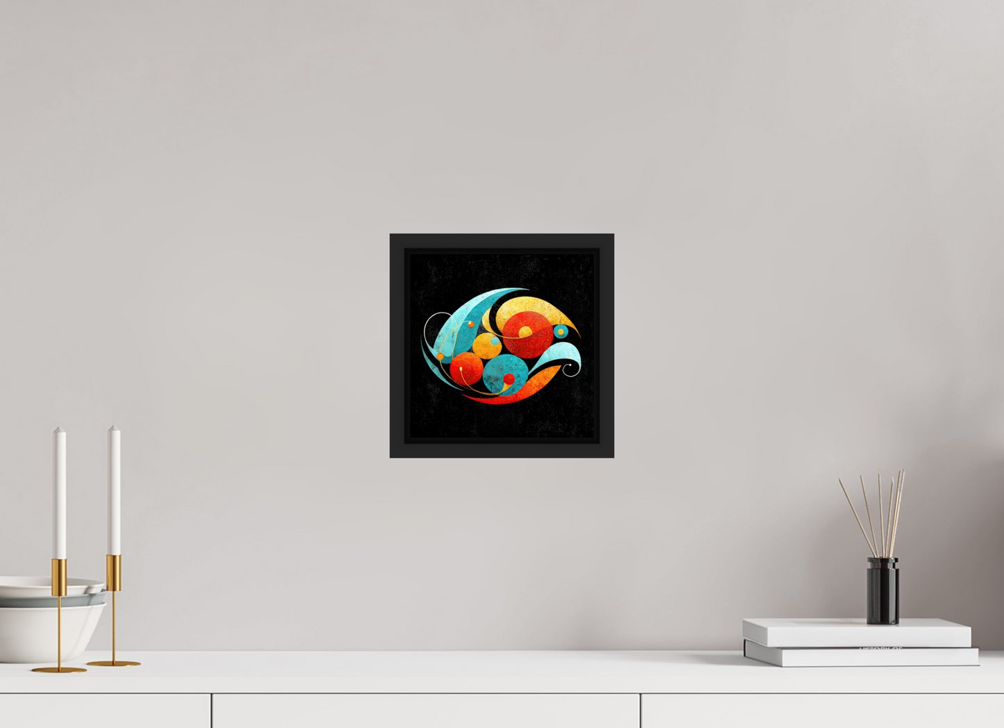 8 x 8″, Fine Art Print on Aluminum Dibond with Boarder Abstract Olives