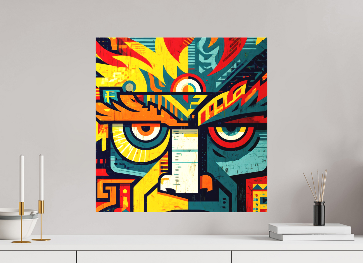 20 x 20.4″, Textile on Canvas Urban Tribal 2