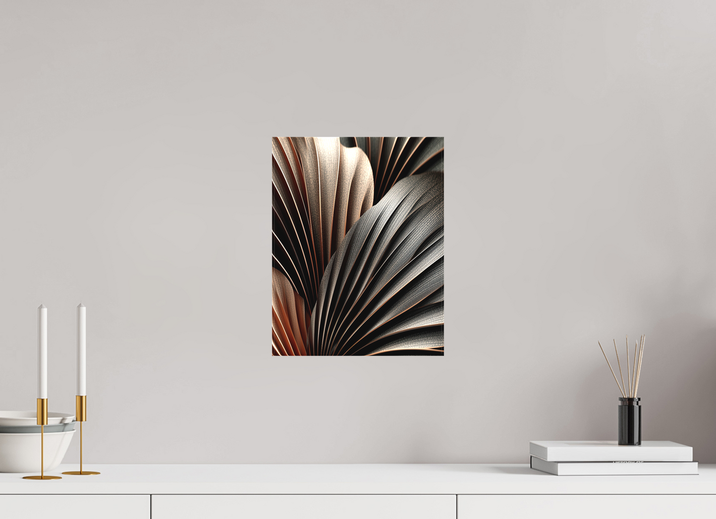10 x 12.8″, Textile on Canvas Dark Leaves
