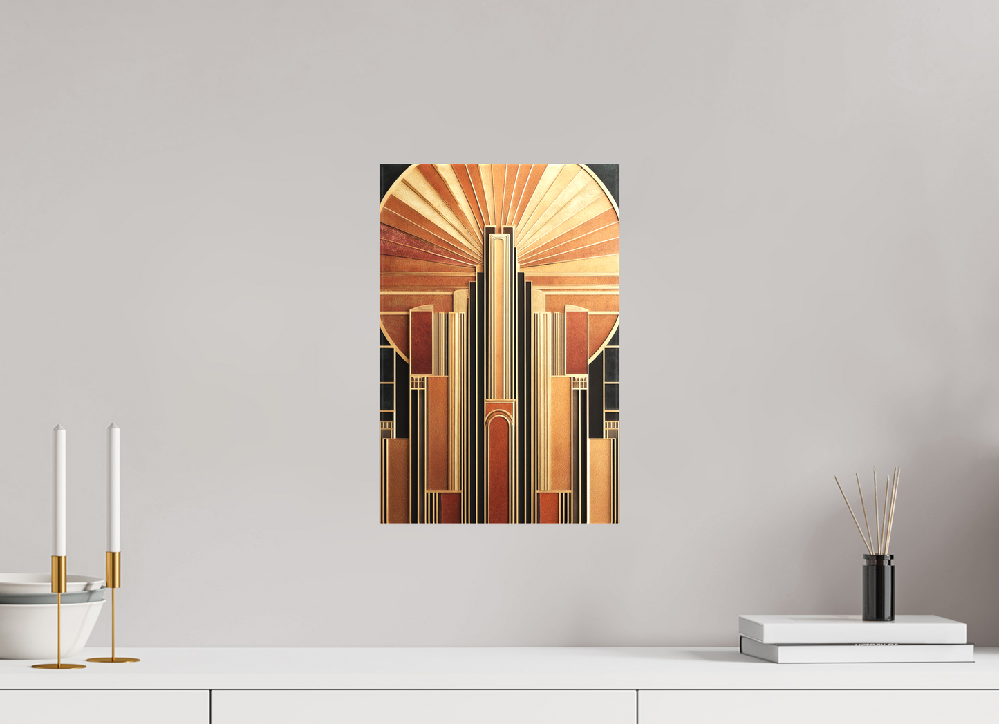 10 x 15.2″, Textile on Canvas Art Deco City 2