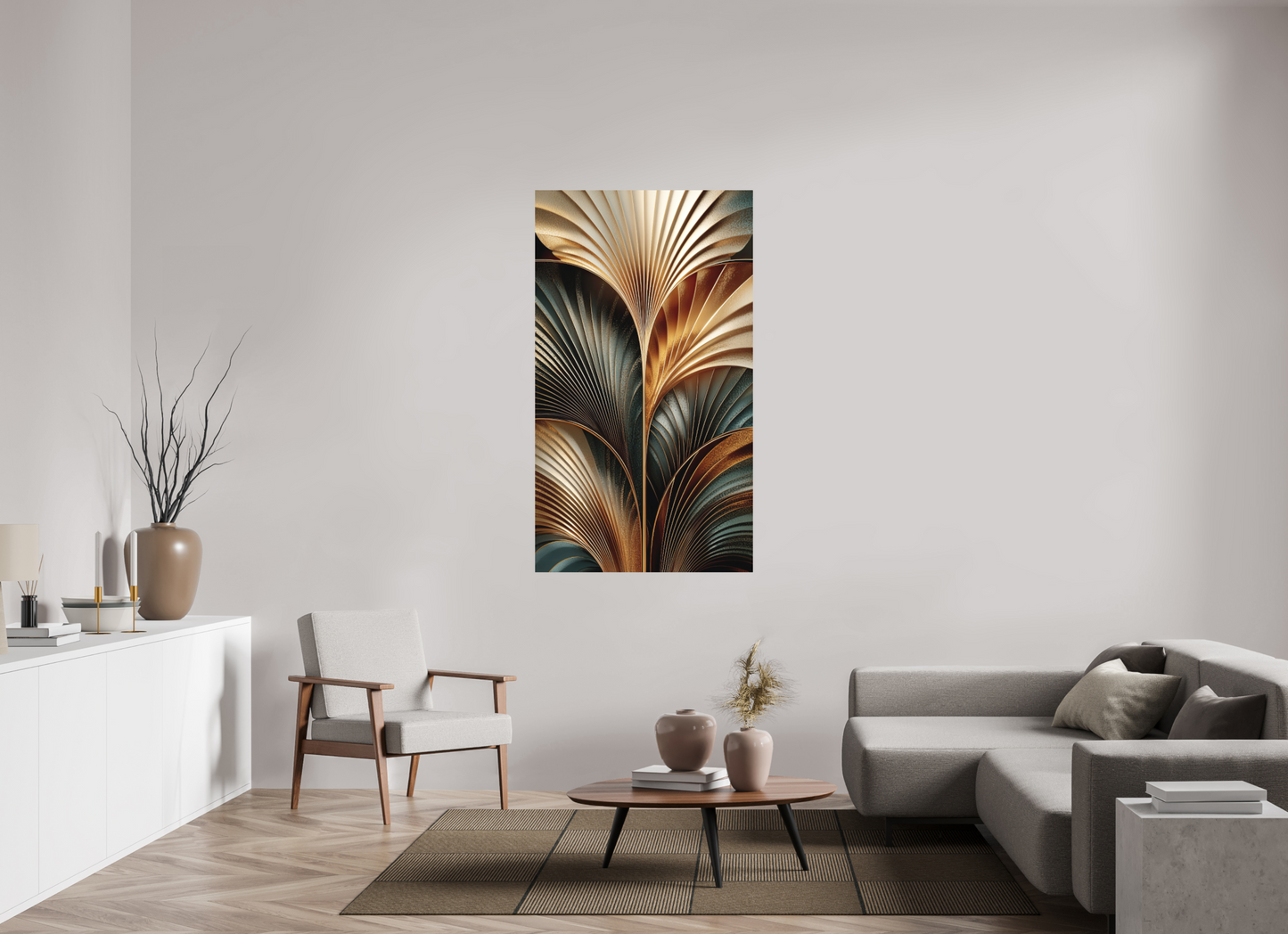 35 x 61.4″, Photo Print on Aluminum Backing Art Deco Leaves 3