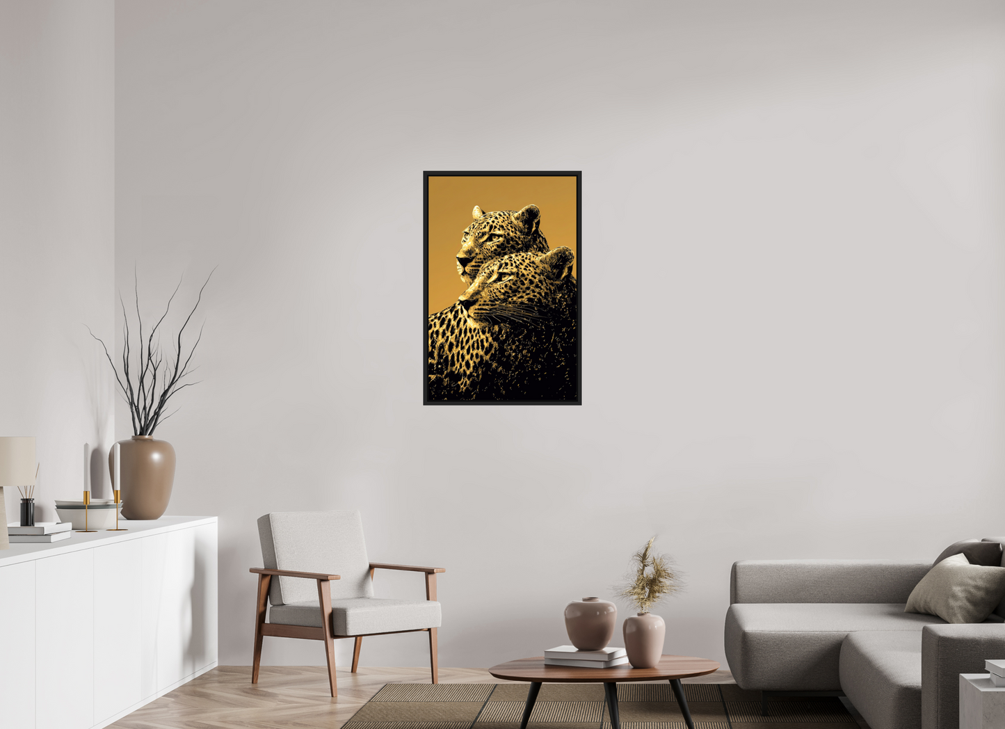 24 x 36.3″, Fine Art Print on Aluminum Dibond with Boarder Desert Cheetahs
