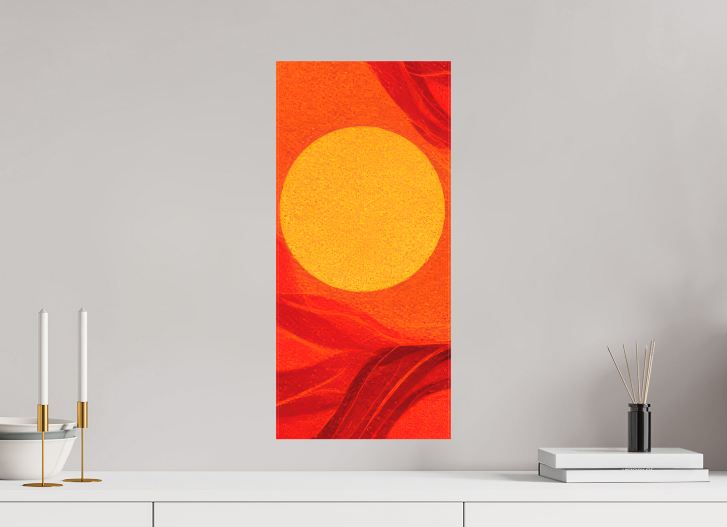 10 x 22″, Textile on Canvas Abstract Desert Eye