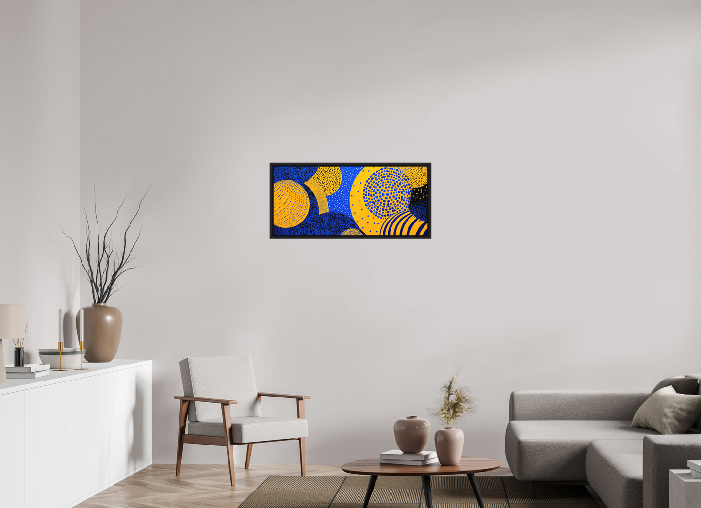 35.9 x 16″, Photo Print on Aluminum Backing with boarder Yellow & Blue 2