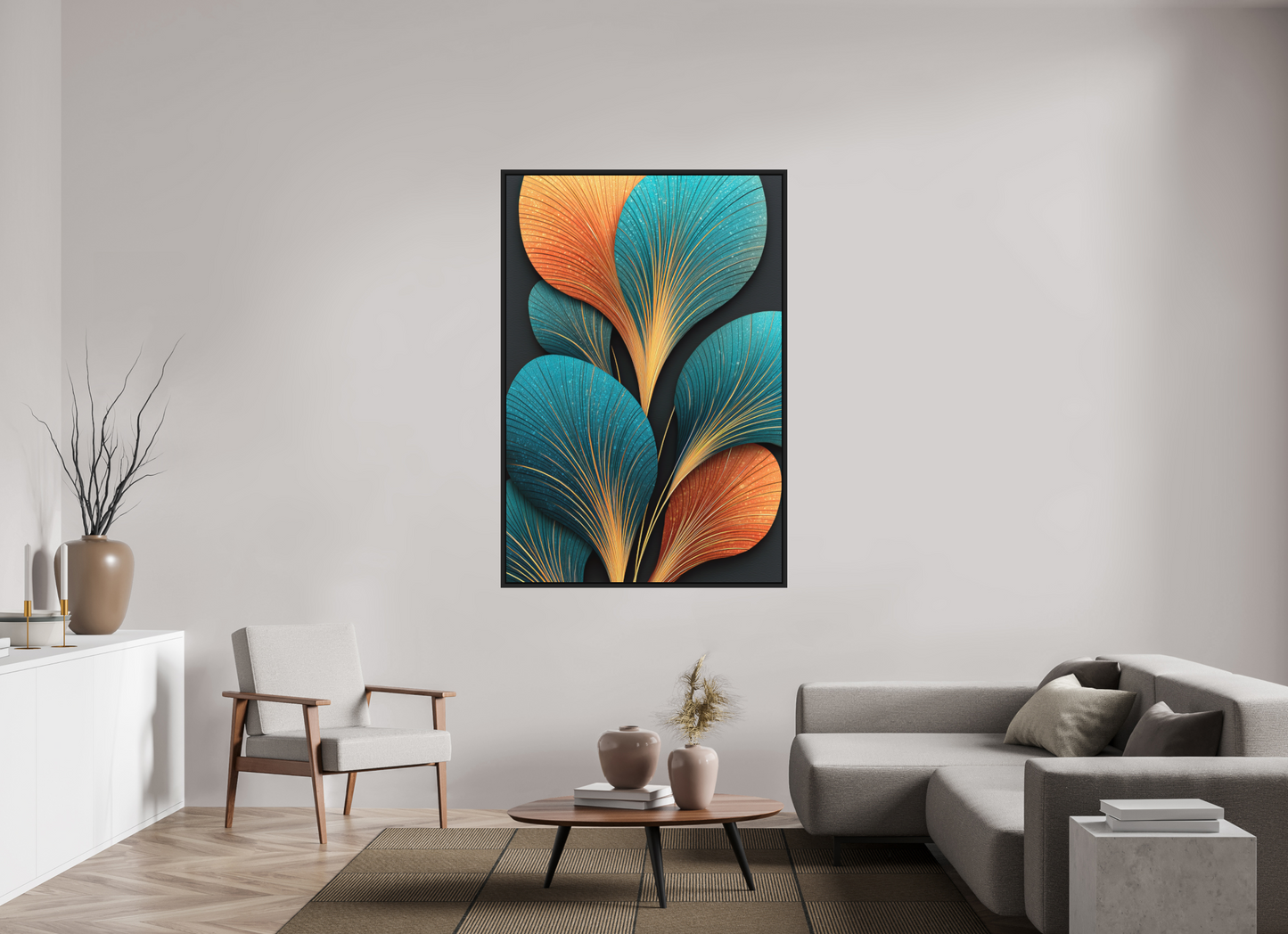 43 x 63.5″, Photo Print on Aluminum Backing with boarder Art Deco Flowers
