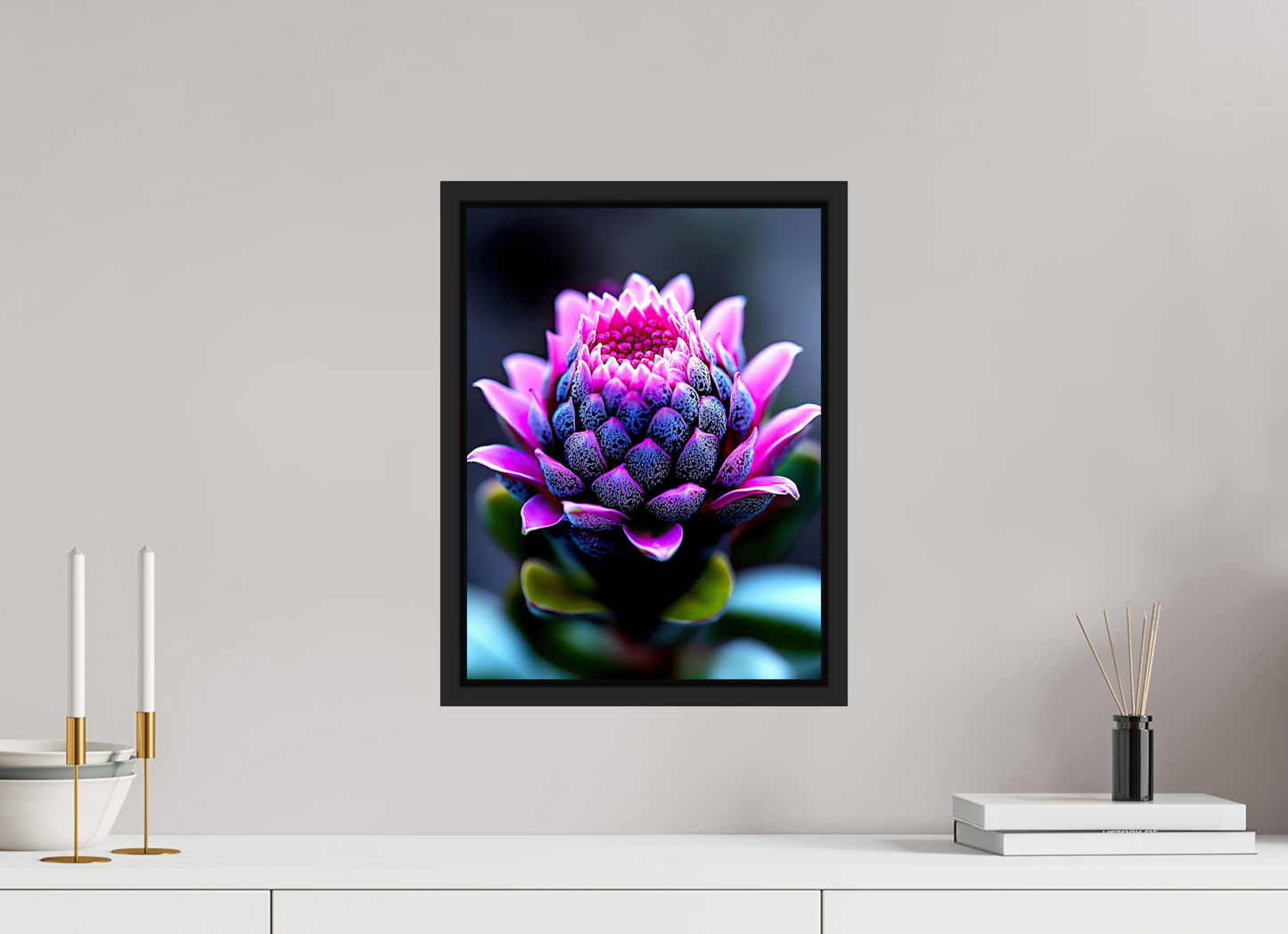 12 x 16″, Fine Art Print on Aluminum Dibond with Boarder Pink Bud Flower