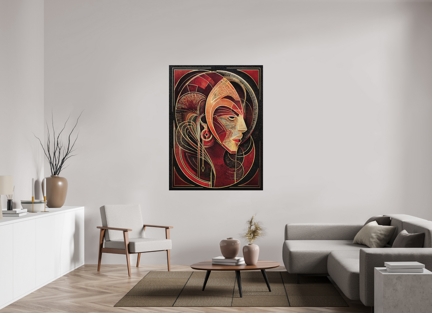 45 x 60″, Photo Print on Aluminum Backing Art Deco Face