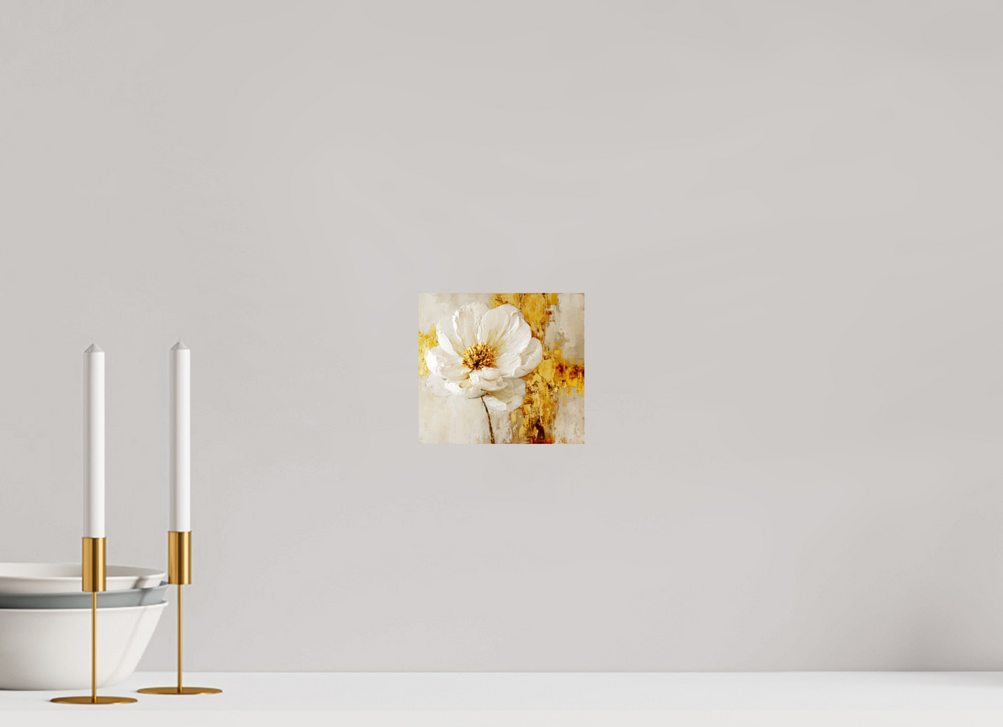 6.6 x 6″, Fine Art Print On Aluminum Dibond White and Gold Flower 3