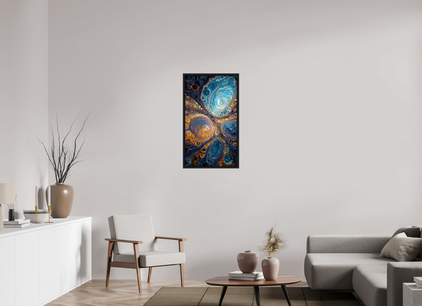 20 x 35″, Fine Art Print on Aluminum Dibond with Boarder Abstract Geode