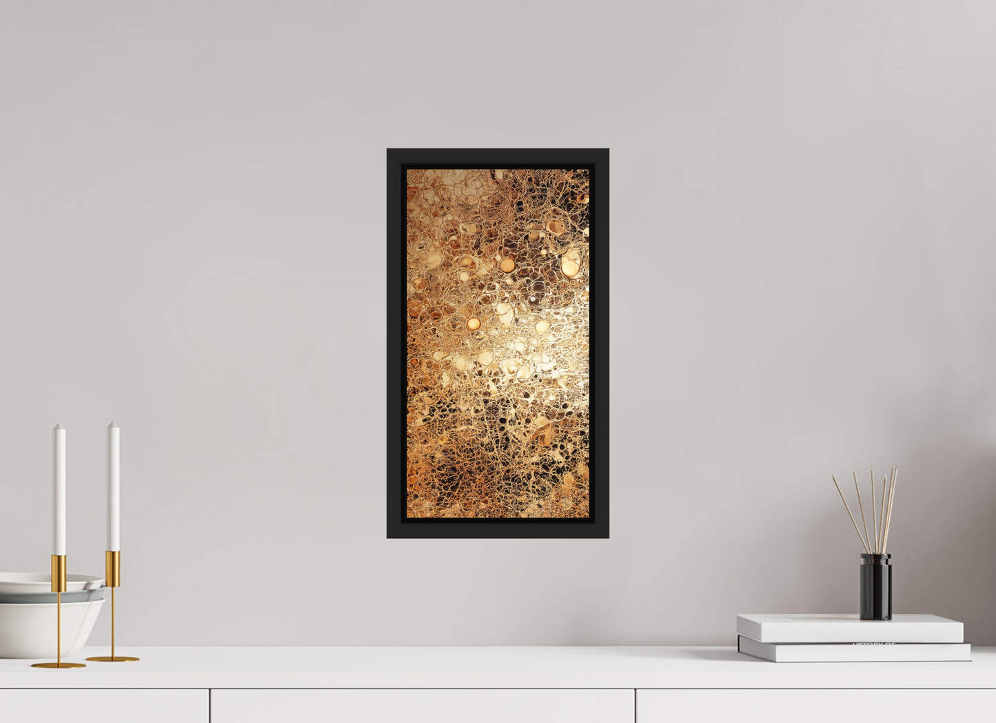 8 x 15.3″, Photo Print on Aluminum Backing with boarder Gold Leather