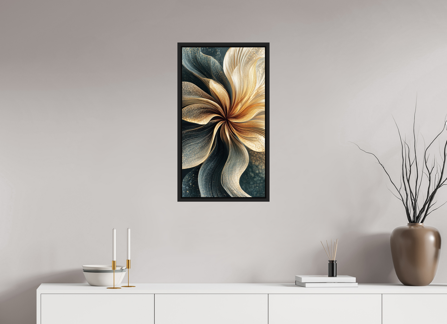 16 x 28.9″, Fine Art Print on Aluminum Dibond with Boarder Abstract Flower Swirl