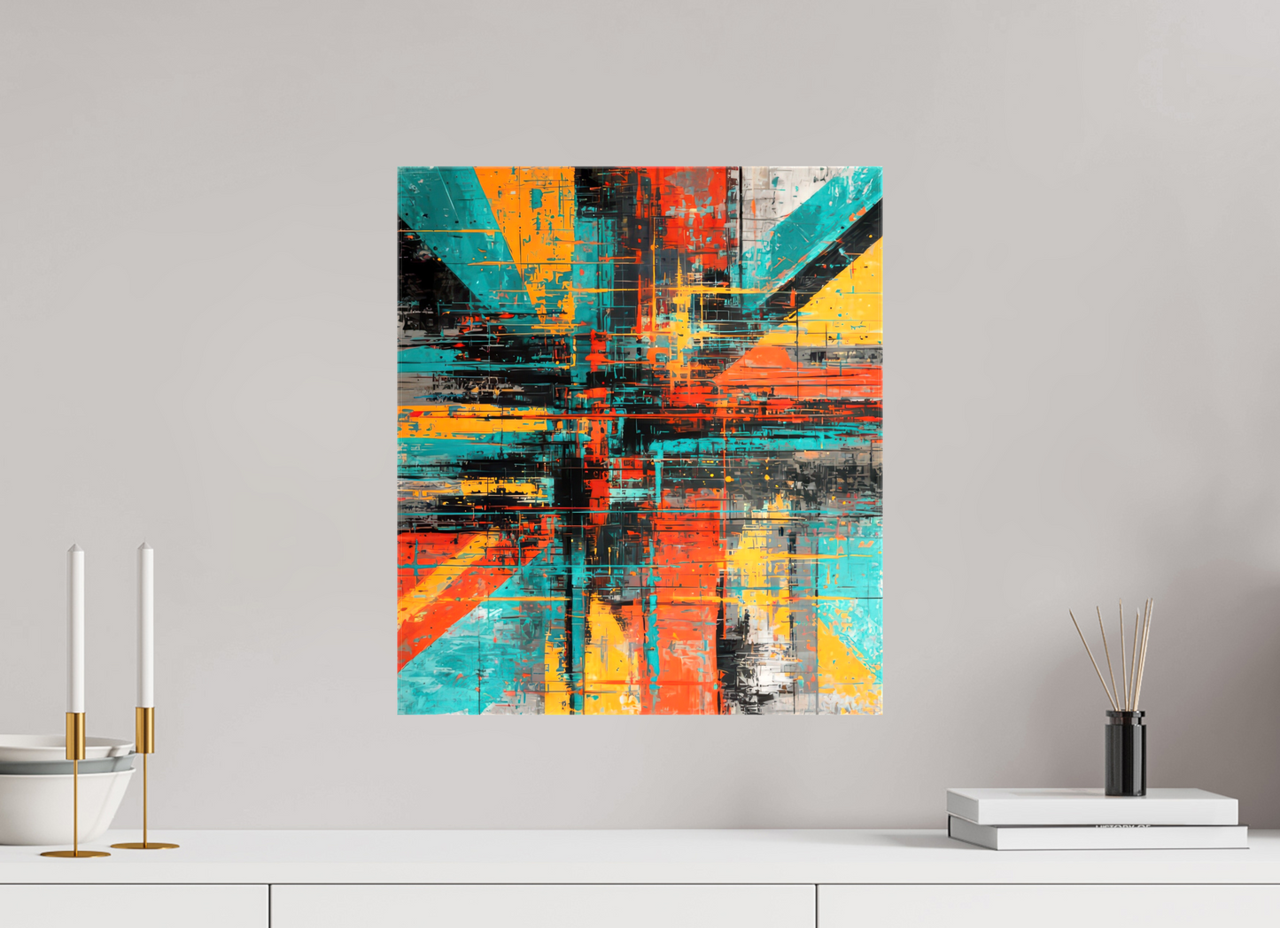 16 x 18.1″, Glossy Canvas Abstract Paint Lines