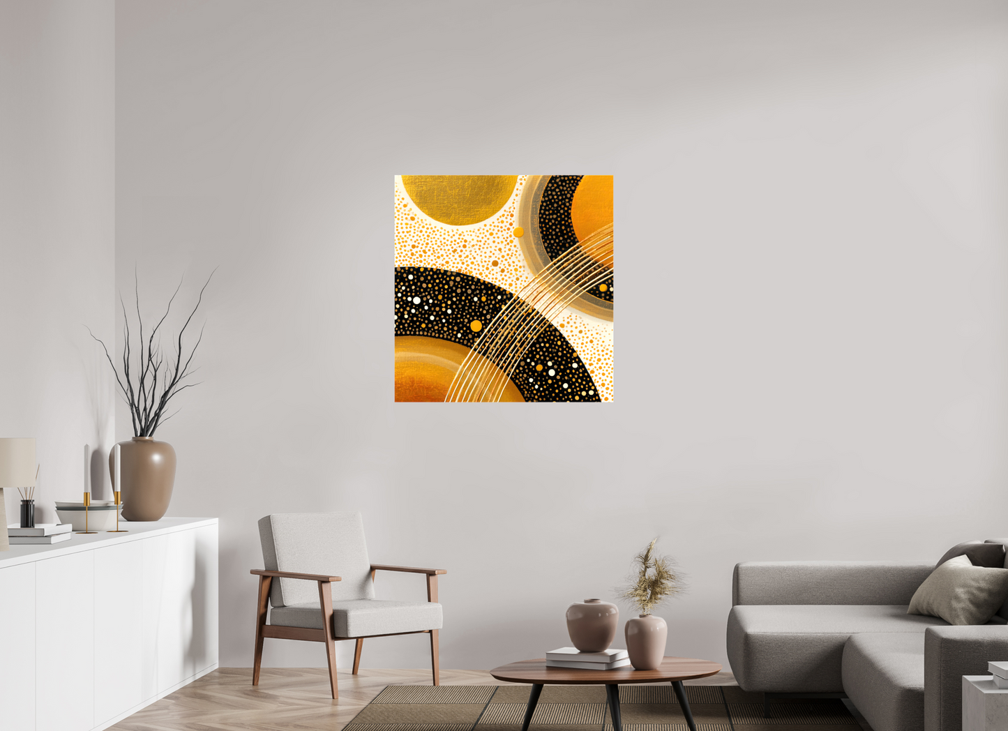 35 x 36.3″, Glossy Canvas Gold Embryo