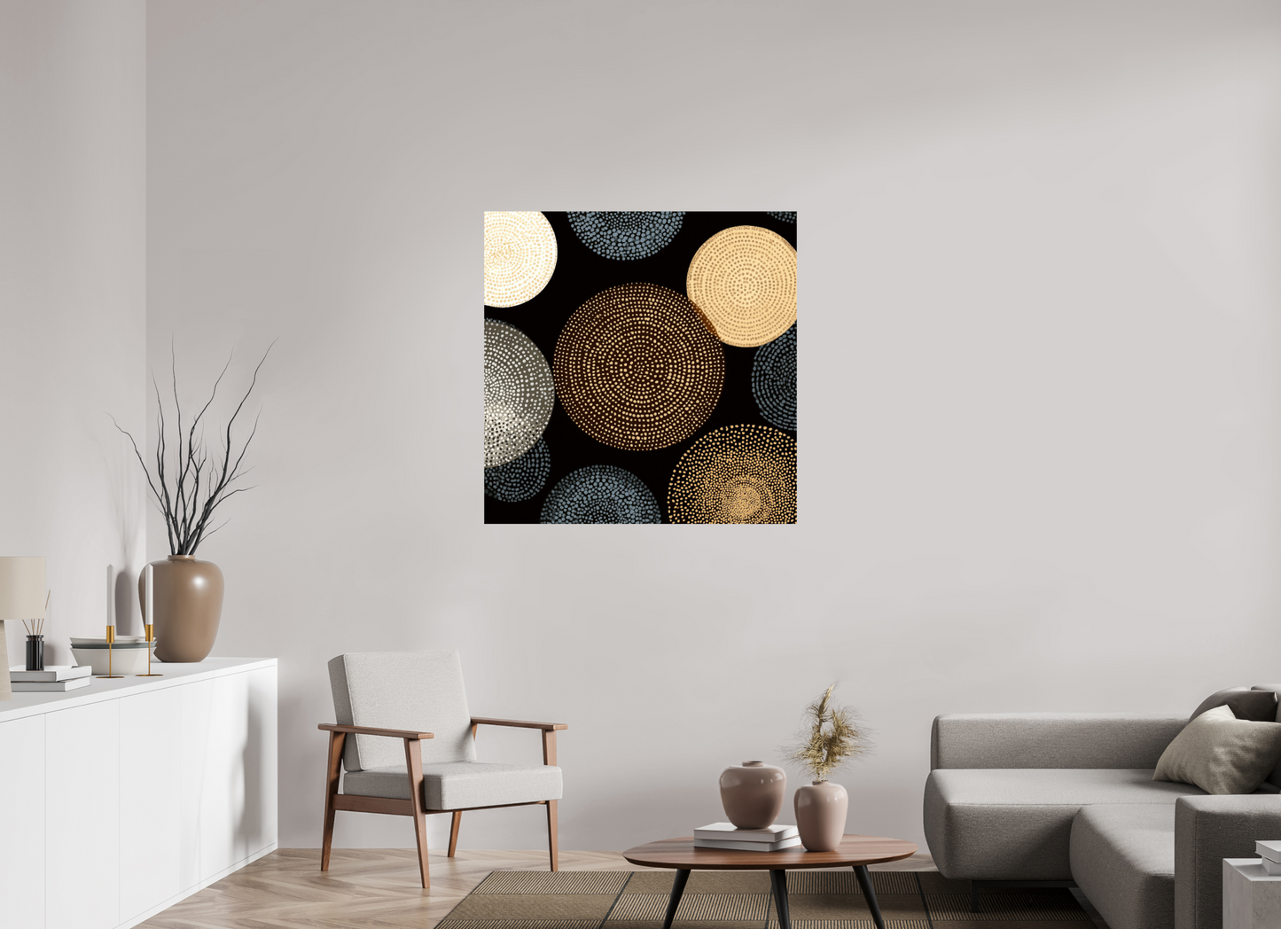 40 x 40″, Fine Art Print On Aluminum Dibond Dot Circles