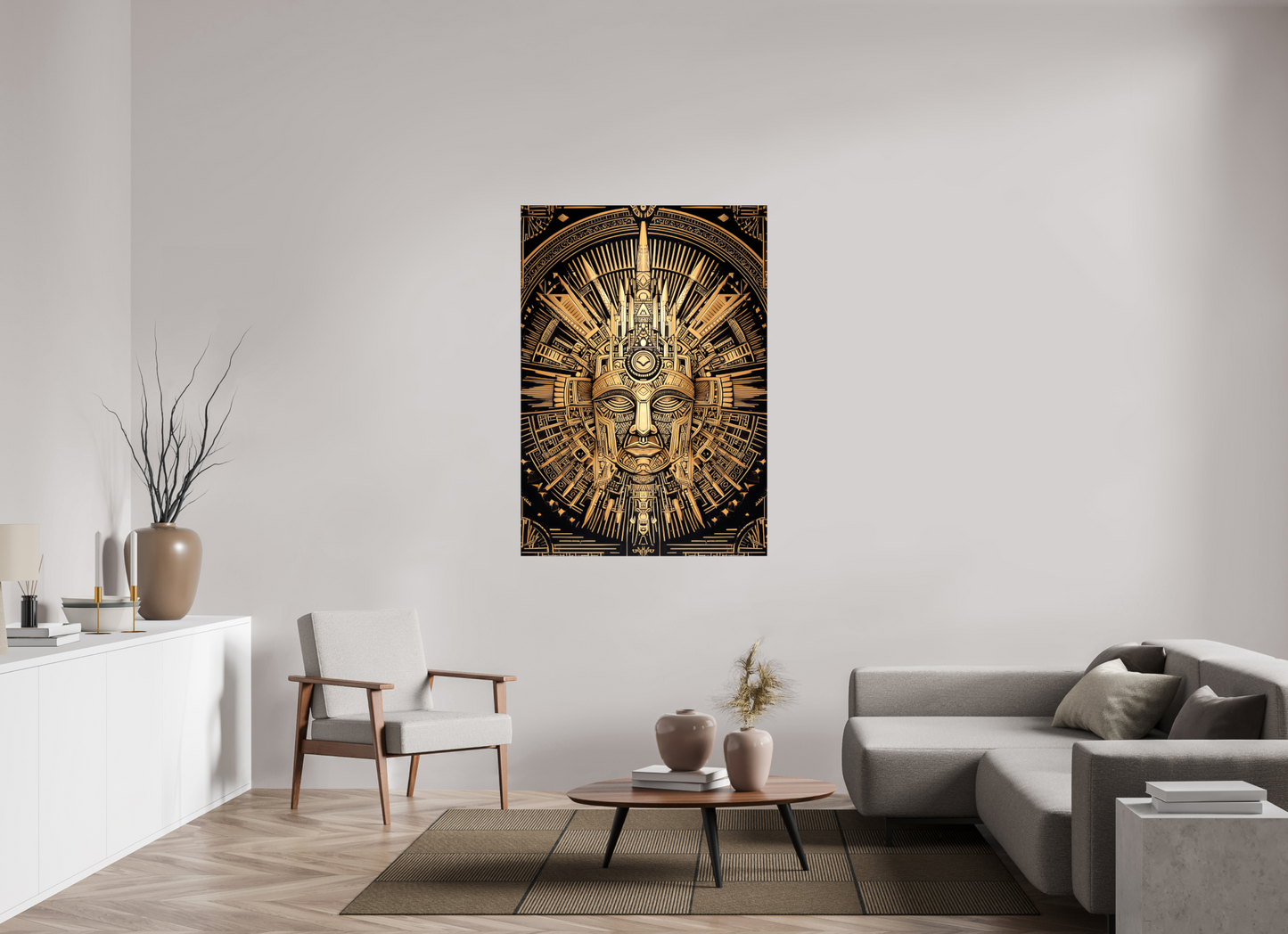 39 x 55.7″, Glossy Canvas Tribal Gold