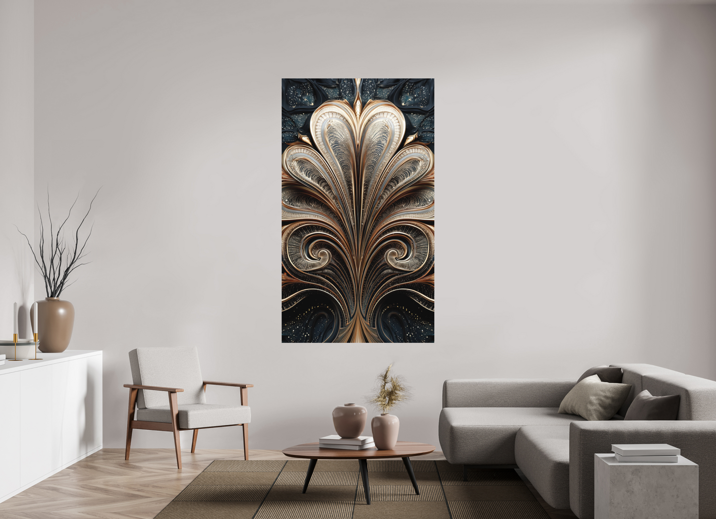 43 x 74.5″, Photo Print on Aluminum Backing Art Deco Abstract Flower 4
