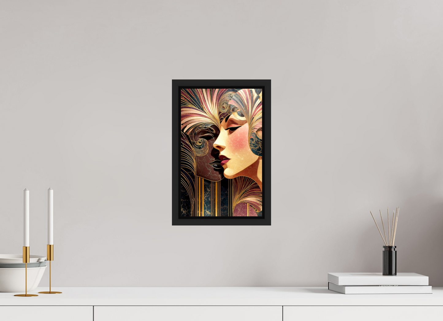 8 x 12.6″, Fine Art Print on Aluminum Dibond with Boarder Art Deco Women
