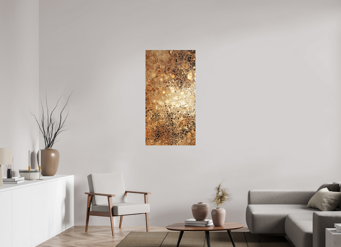 24 x 45.9″, Photo Print on Aluminum Backing Gold Leather