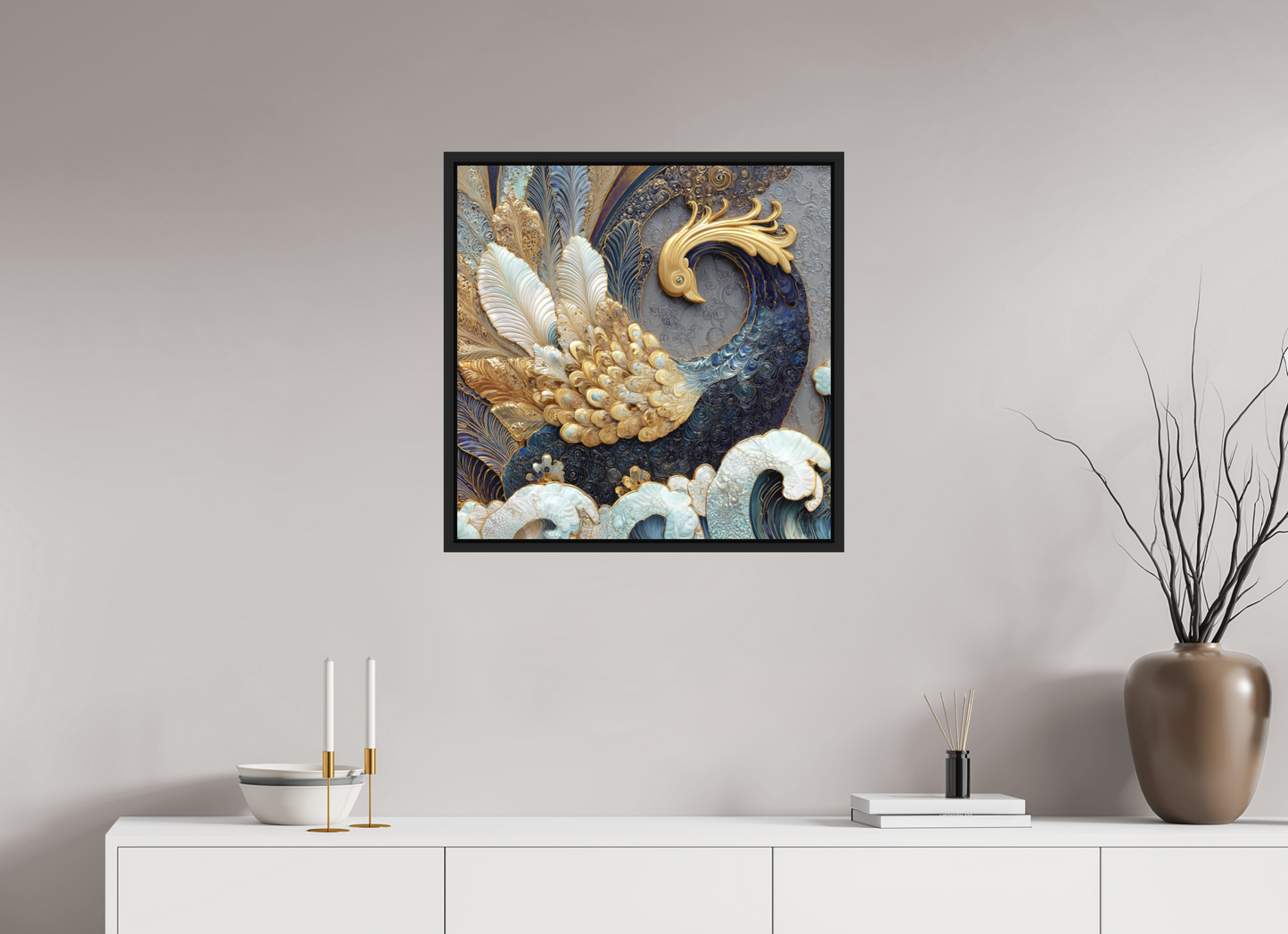 25 x 25″, Photo Print on Aluminum Backing with boarder Swan 2