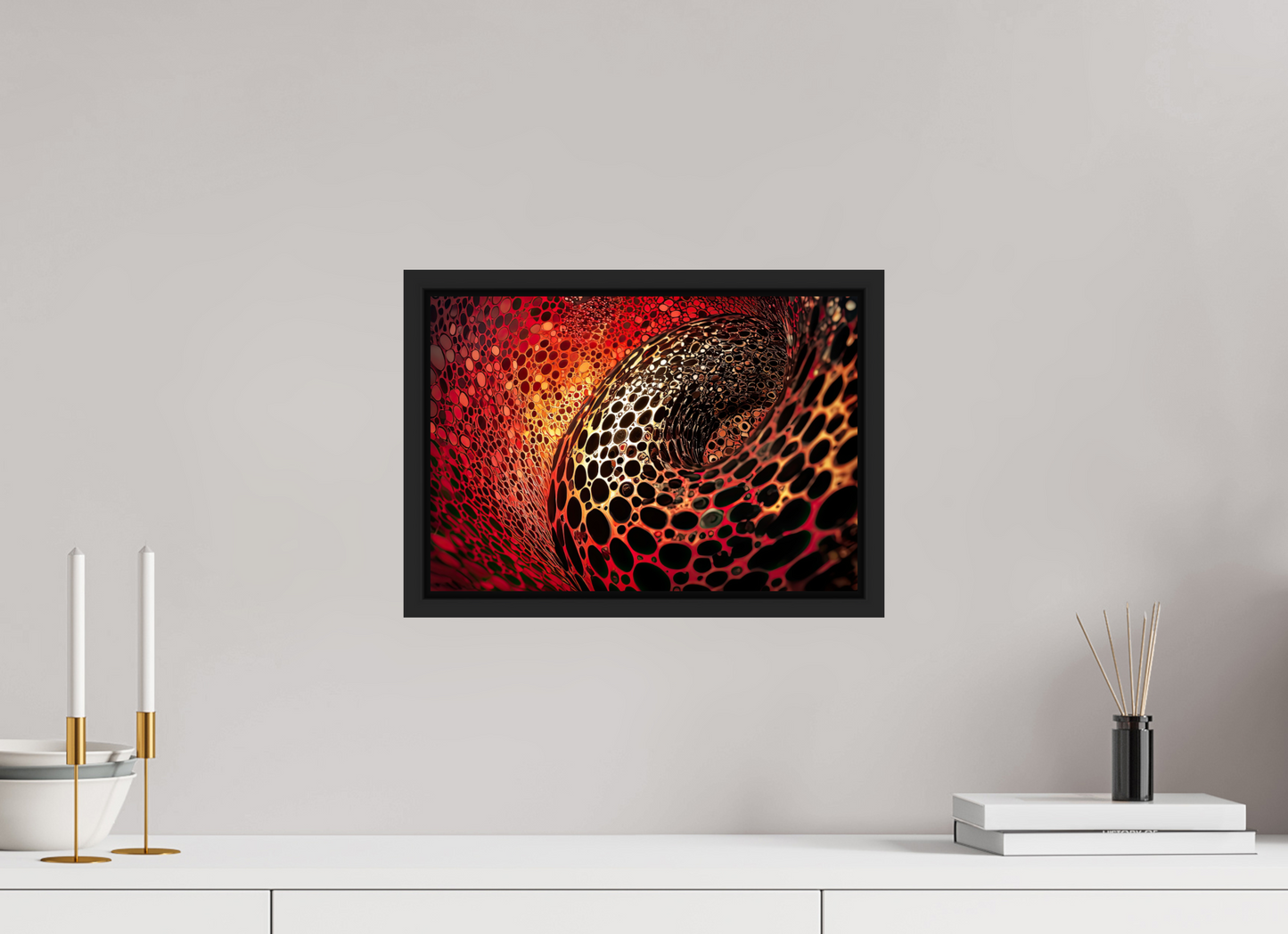 14.5 x 10″, Fine Art Print on Aluminum Dibond with Boarder Red Leopard