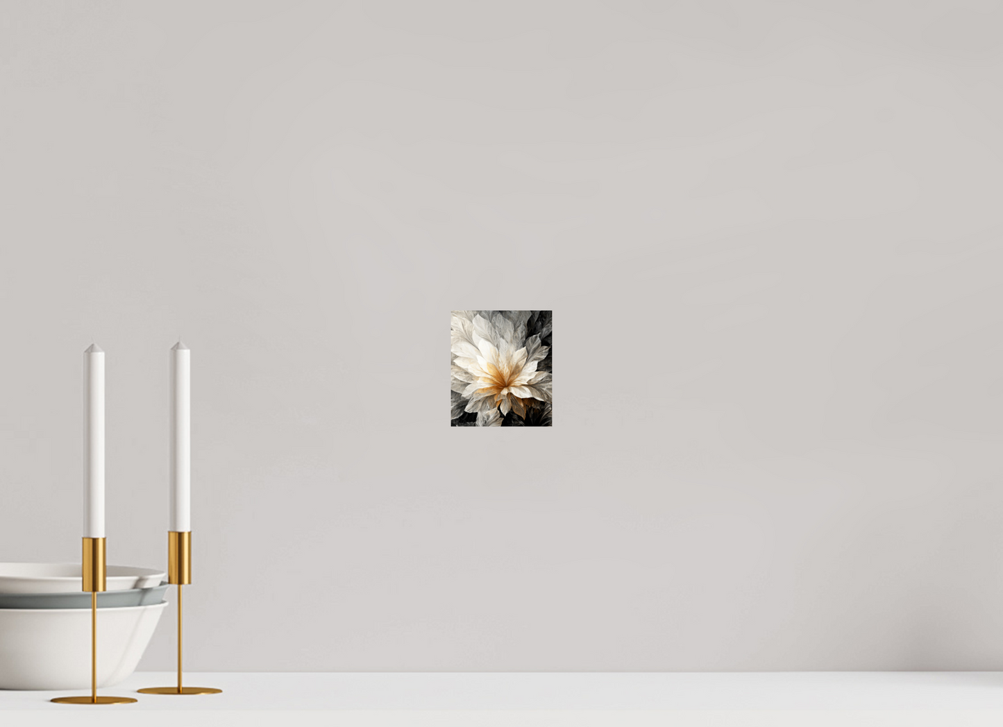 4 x 4.6″, Fine Art Print On Aluminum Dibond White & Gold Flower 1