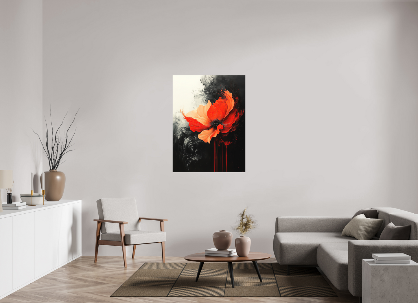 36 x 48″, Photo Print on Aluminum Backing Red Flower