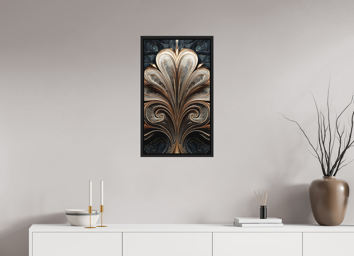 16 x 27.8″, Photo Print on Aluminum Backing with boarder Art Deco Abstract Flower 4