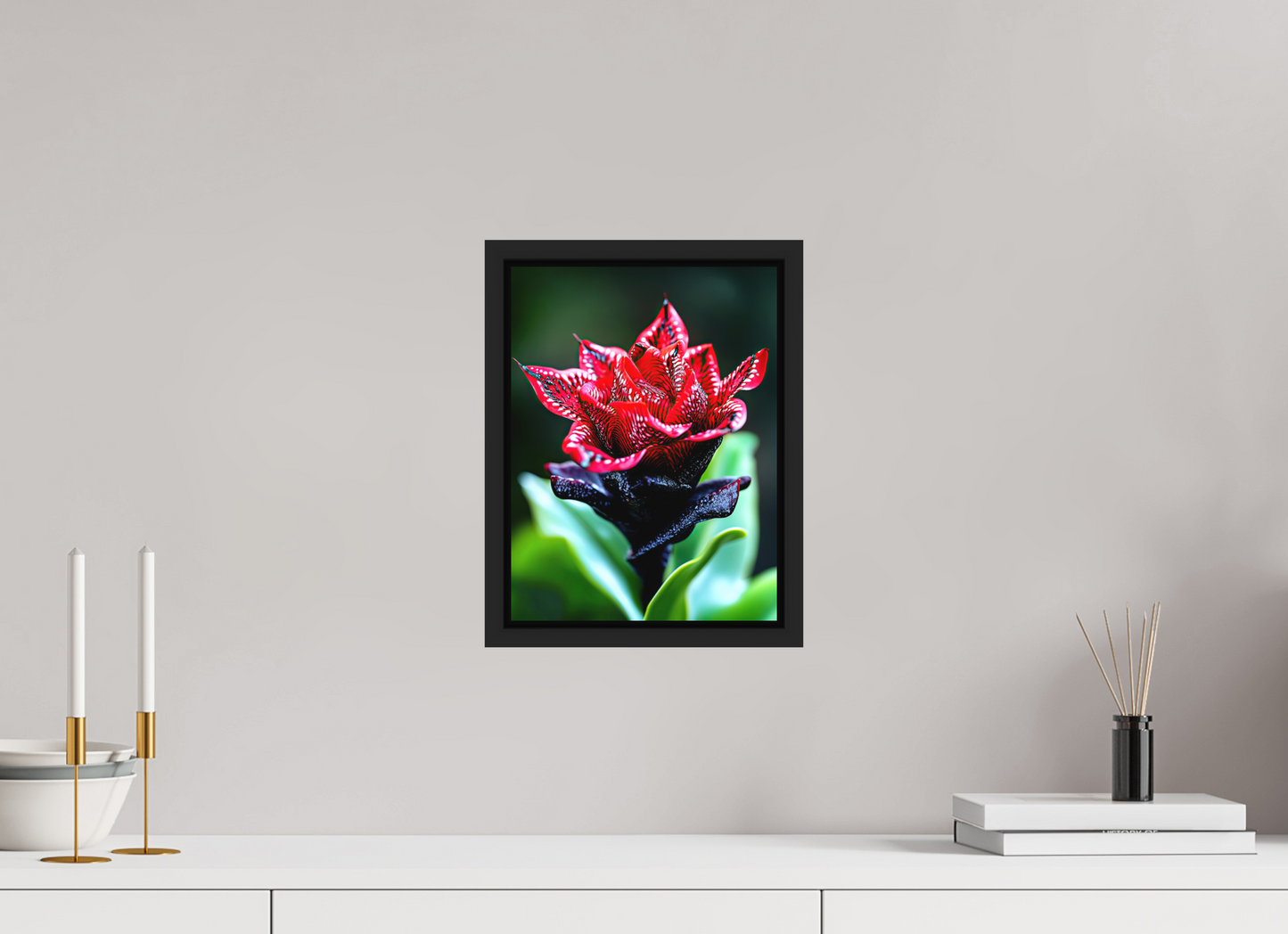 9 x 12″, Photo Print on Aluminum Backing with boarder Red Zebra Flower
