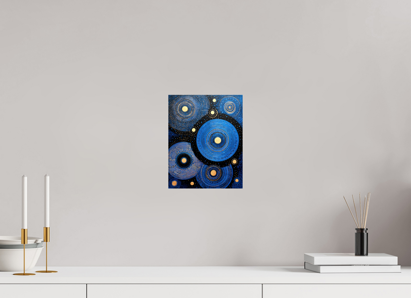 8 x 10.1″, Fine Art Print On Aluminum Dibond Blue Circles