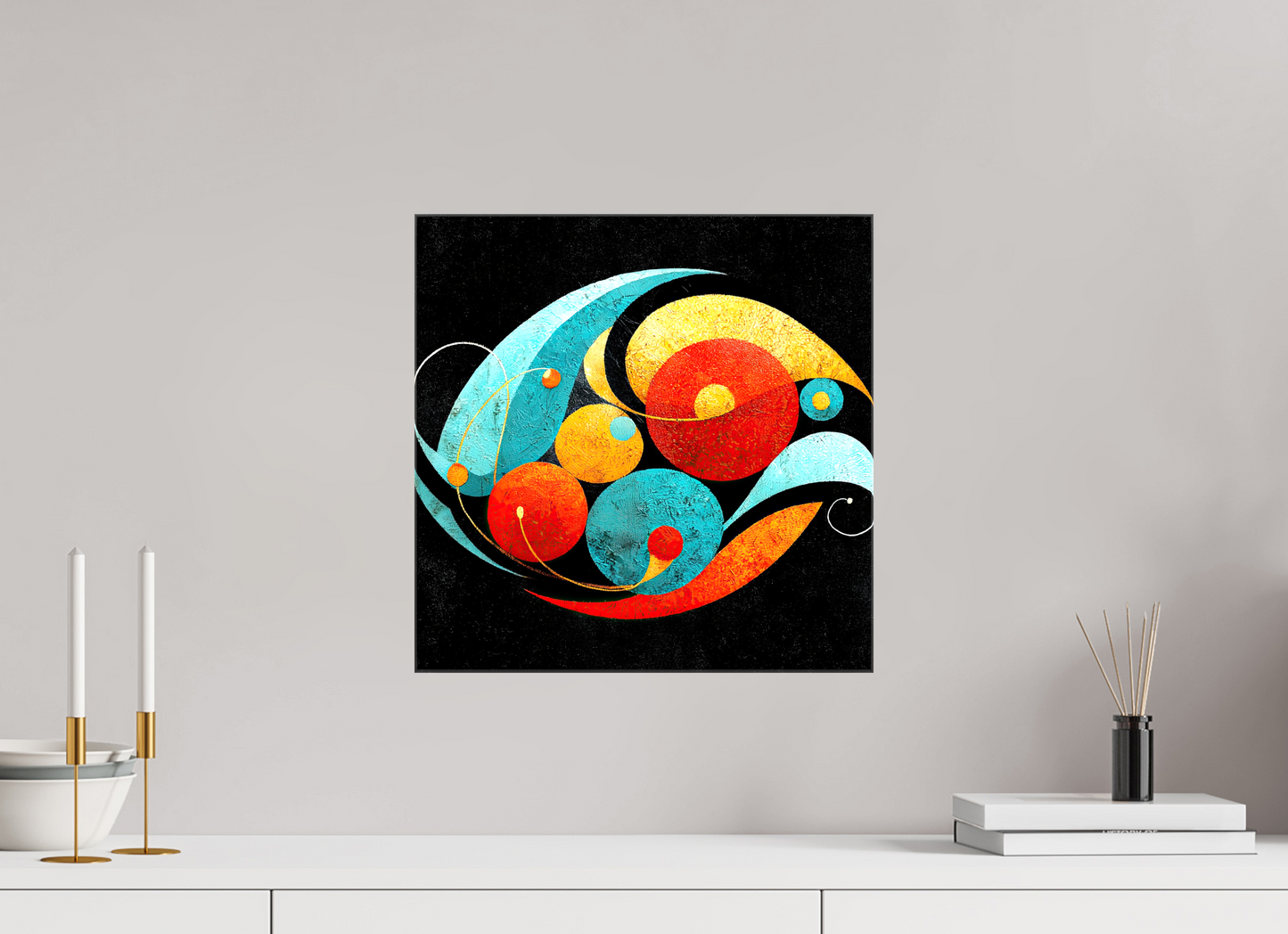 15 x 15″, Glossy Canvas Abstract Olives