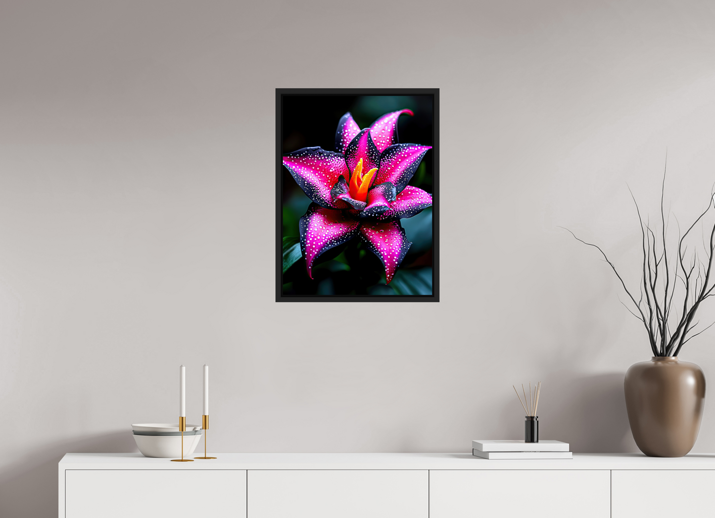 18 x 24″, Fine Art Print on Aluminum Dibond with Boarder Pink Poison Flower