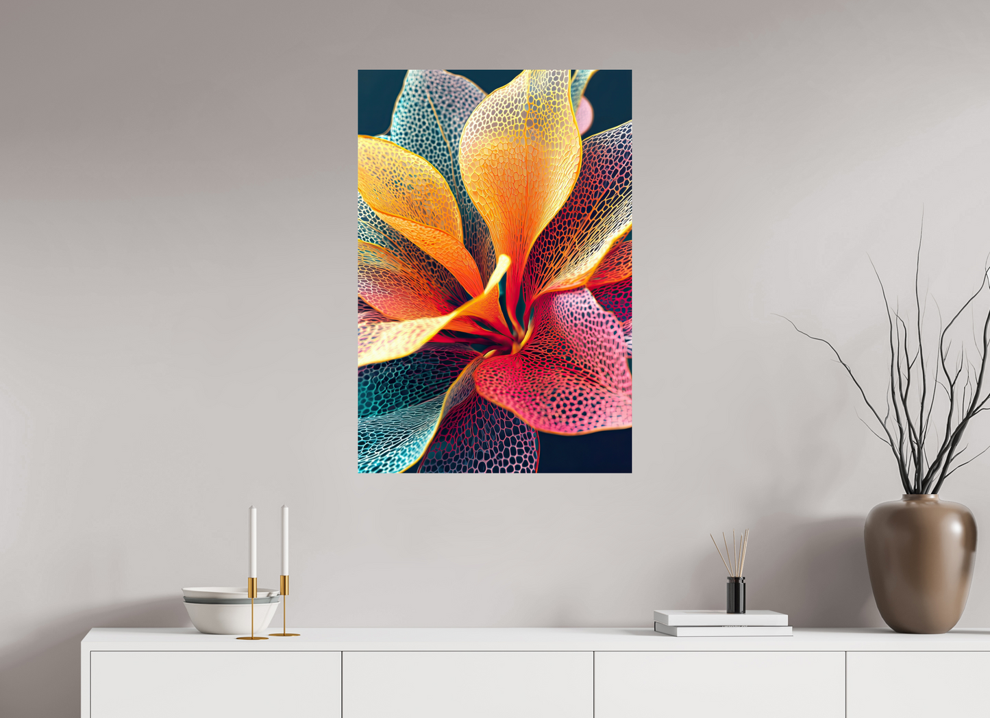 24 x 35.4″, Fine Art Print On Aluminum Dibond Colorful Flower