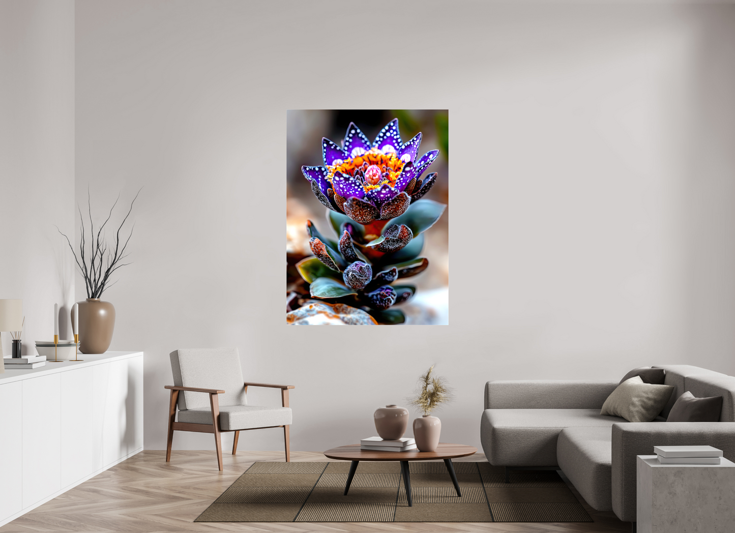 45 x 60″, Glossy Canvas Caterpillar Flower