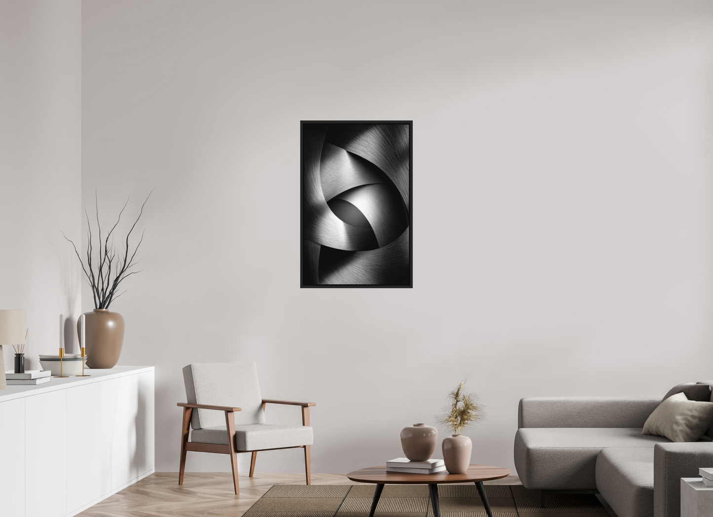 24 x 36.7″, Photo Print on Aluminum Backing with boarder Abstract B&W 4