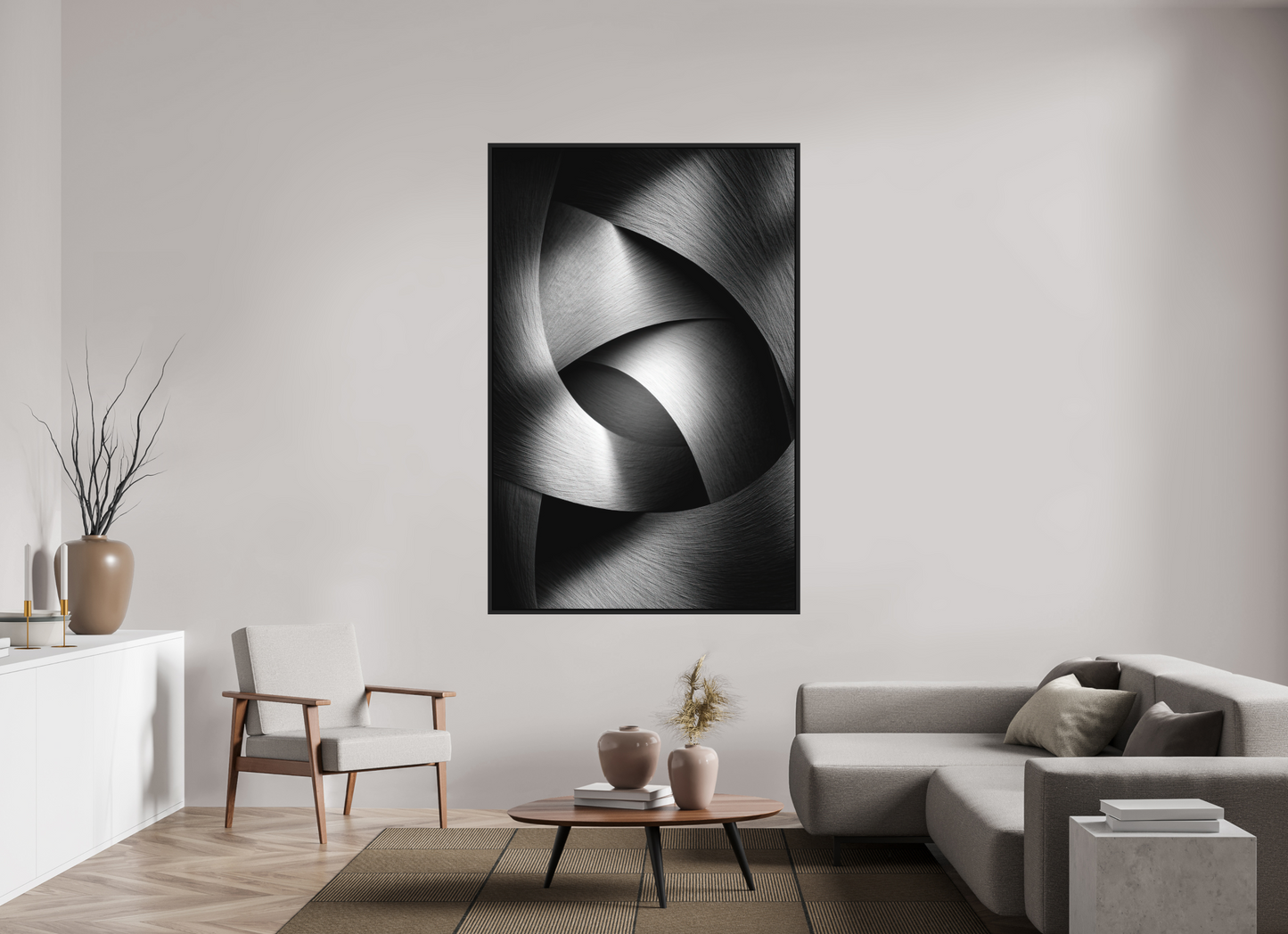 47 x 71.8″, Photo Print on Aluminum Backing with boarder Abstract B&W 4