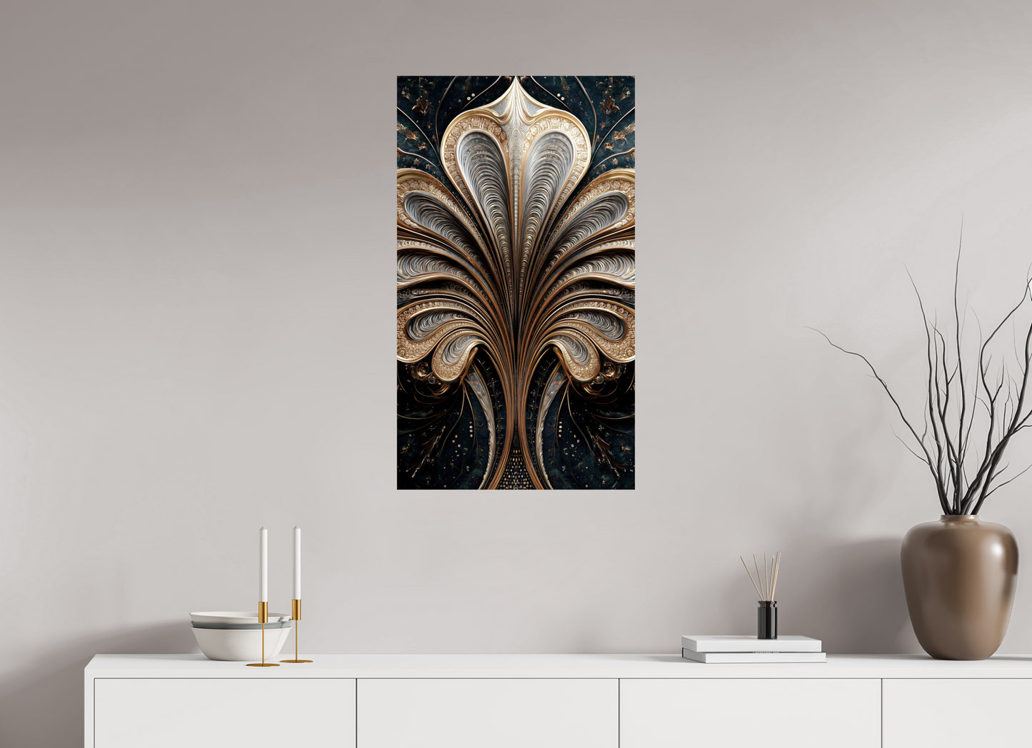 20 x 34.8″, Fine Art Print On Aluminum Dibond Art Deco Abstract Flower 3