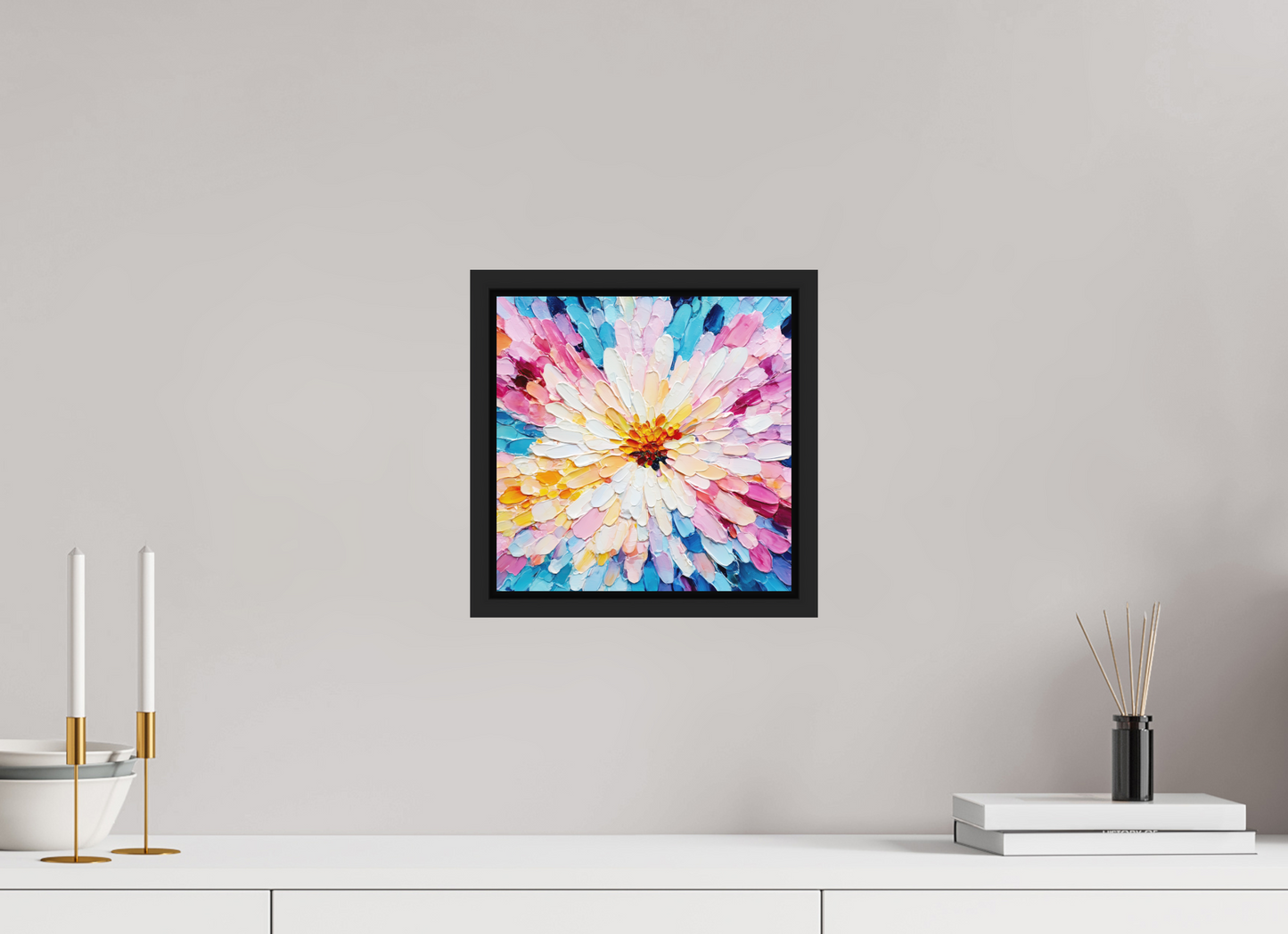 10 x 10″, Photo Print on Aluminum Backing with boarder Abstract Paint Flower