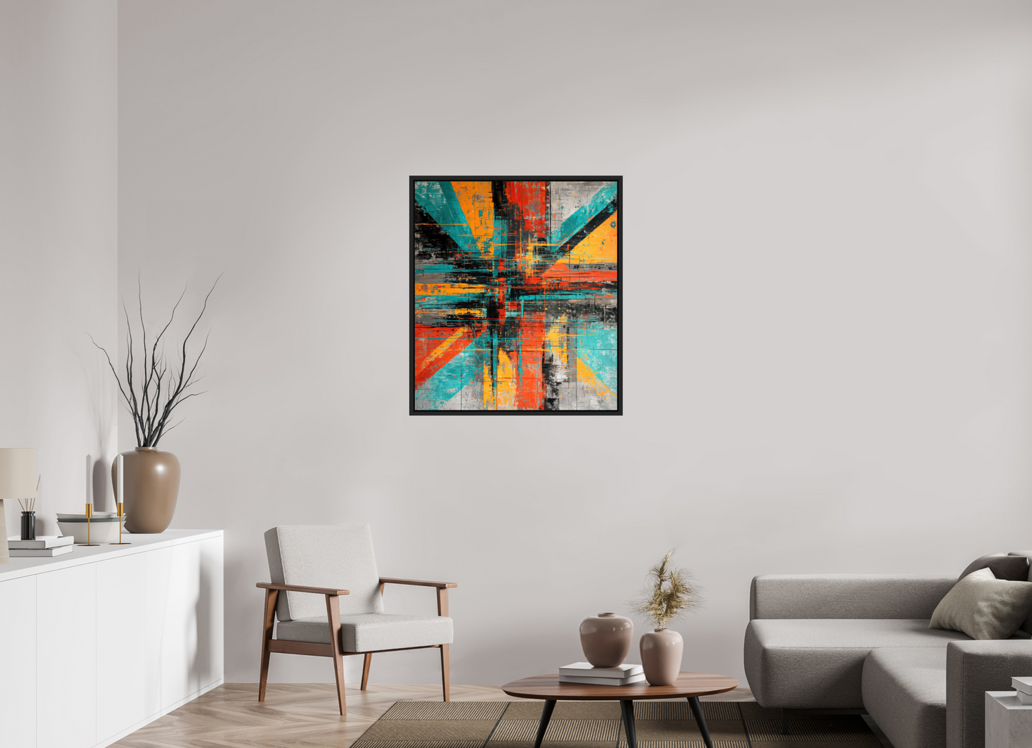 32 x 36.2″, Fine Art Print on Aluminum Dibond with Boarder Abstract Paint Lines