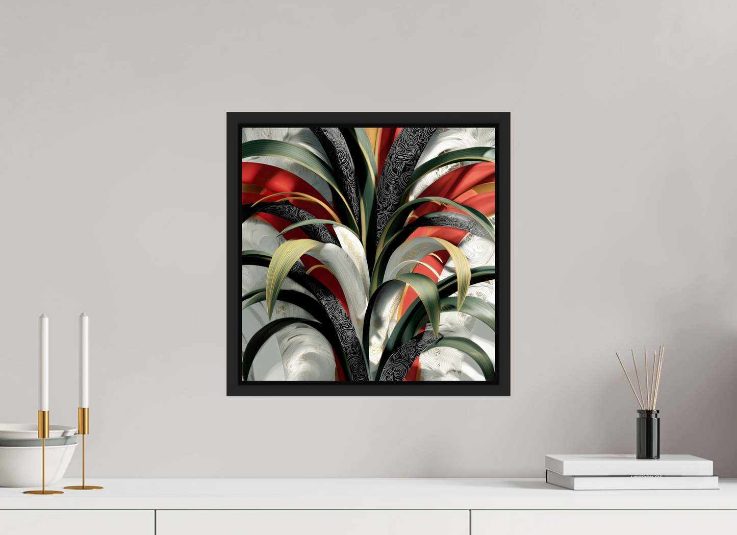 15 x 15″, Fine Art Print on Aluminum Dibond with Boarder House Plant