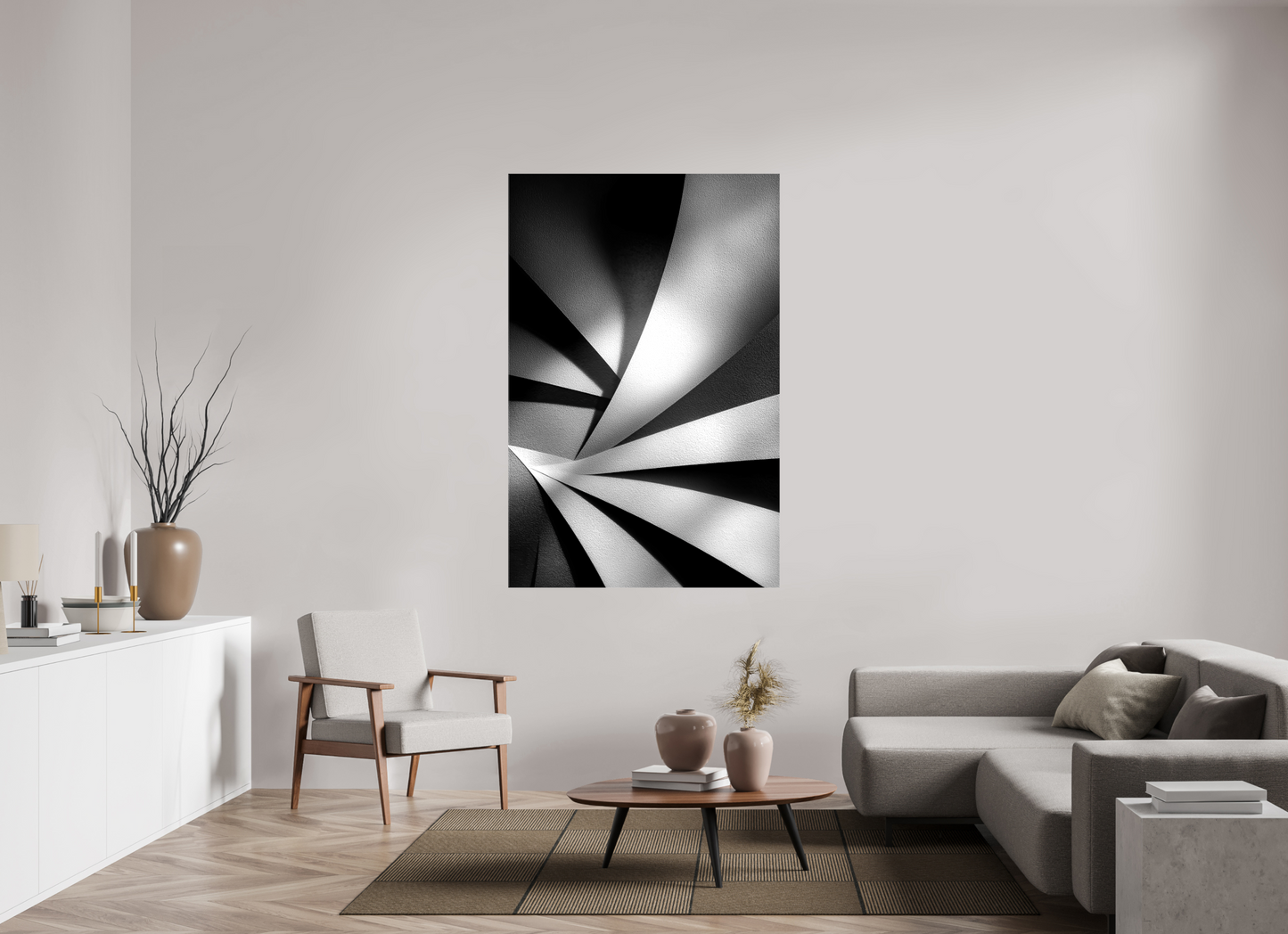 43 x 65.8″, Glossy Canvas Abstract B&W 2