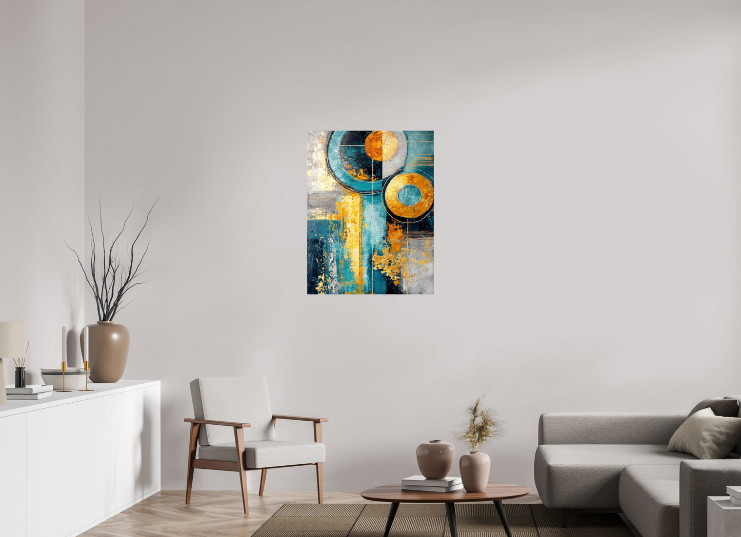 28 x 36.2″, Fine Art Print On Aluminum Dibond Abstract Gold Paint 3